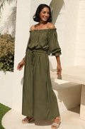 Vittoria Smocked Waist Wide Leg Pants Olive