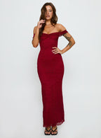 Anabeila Strapless Frill Maxi Dress Red