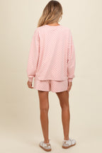 Mauve Checkered Plaid Pullover Shorts Maternity Set