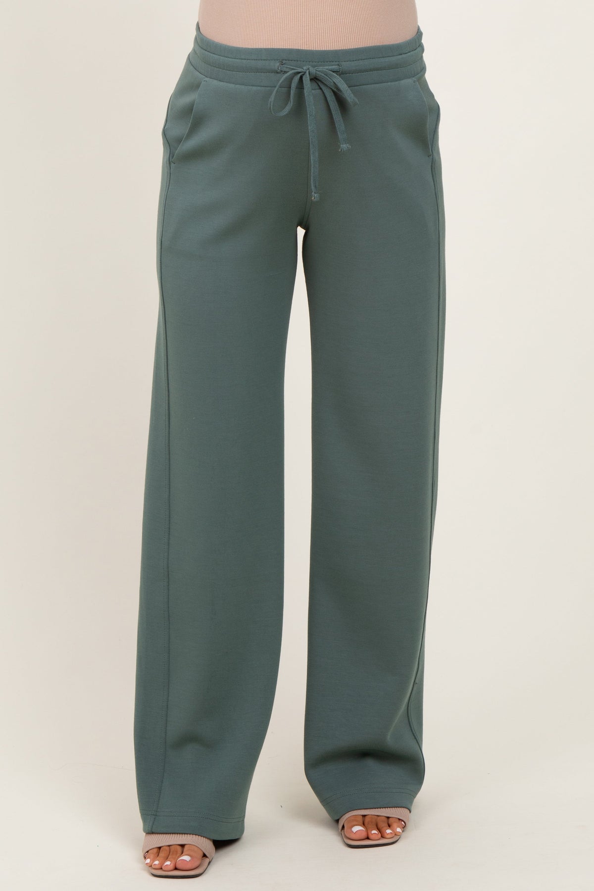 Light Teal Straight Leg Drawstring Maternity Sweatpants