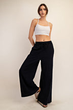 Black Drawstring Wide Leg Maternity Lounge Pant