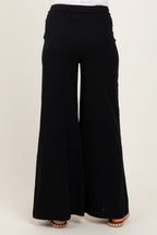 Black Drawstring Wide Leg Maternity Lounge Pant