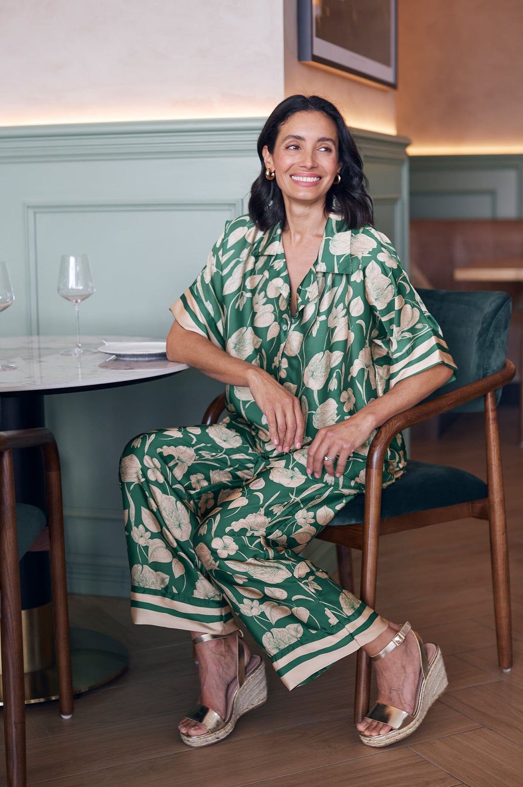 Bridgett Short Sleeve Collared Shirt Emerald