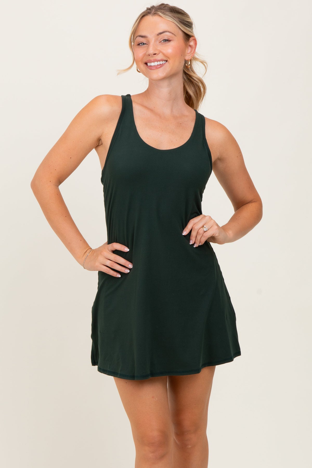 Dark Forest Green Tennis Racerback Maternity Romper Dress