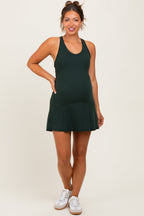 Dark Forest Green Tennis Racerback Maternity Romper Dress