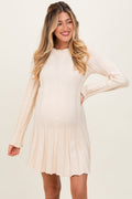 Cream Wide Rib Maternity Mini Sweater Dress