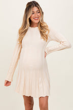 Cream Wide Rib Maternity Mini Sweater Dress