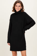 Black Turtleneck Chunky Knit Maternity Sweater Dress