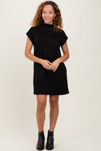 Black Mock Neck Maternity Mini Dress