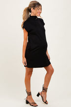 Black Mock Neck Maternity Mini Dress