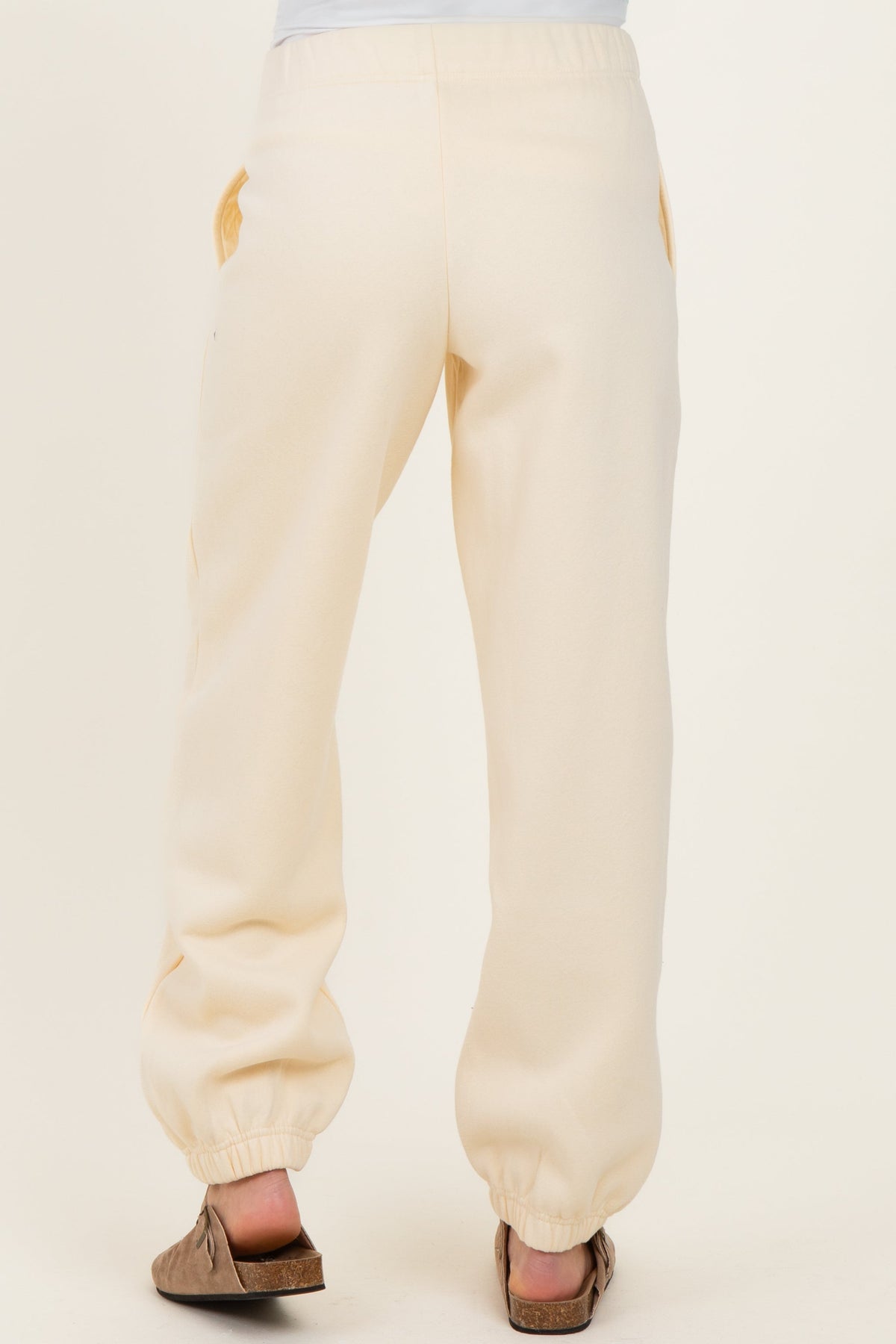 Cream Fleece Maternity Sweatpants