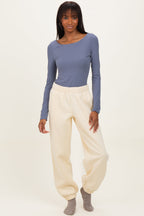 Cream Fleece Maternity Sweatpants