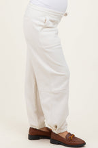 Ivory Multi Seam Fleece Maternity Sweatpants