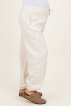 Cream Star Patch Maternity Drawstring Sweatpants