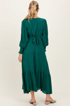 Evergreen Swiss Dot Button Down Maternity Maxi Dress
