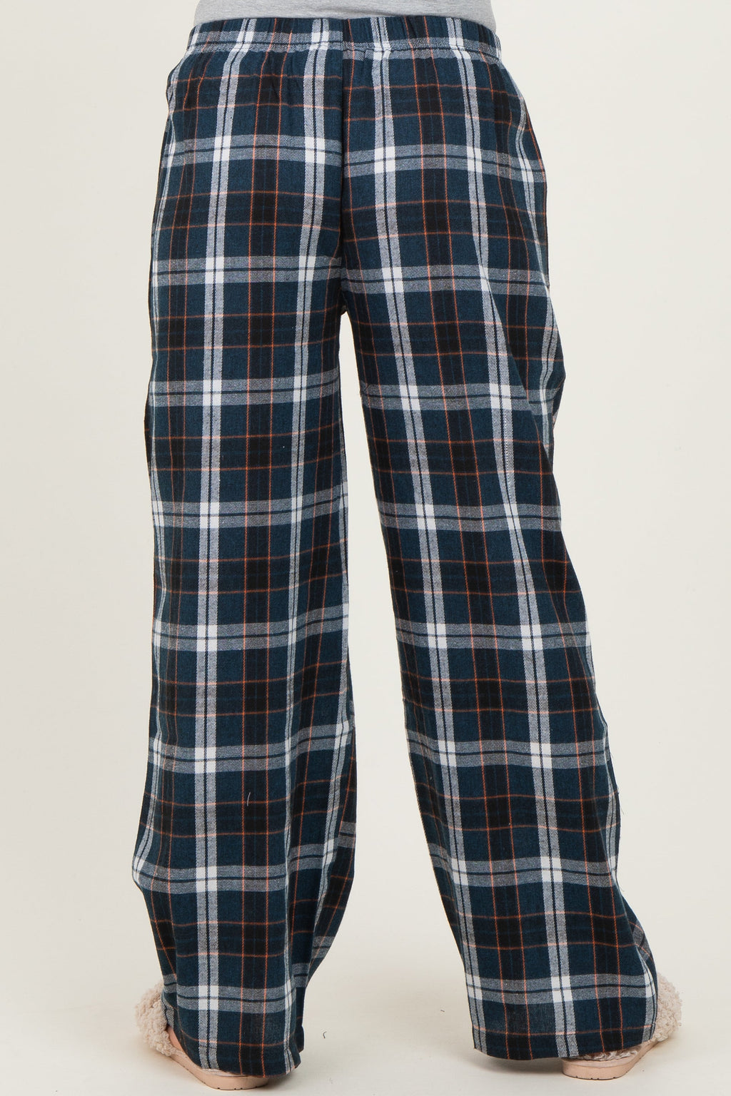 Navy Plaid Wide Leg Maternity Lounge Pants