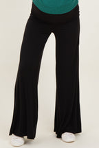 Black Fold Over Waist Maternity Wide Leg Lounge Pants