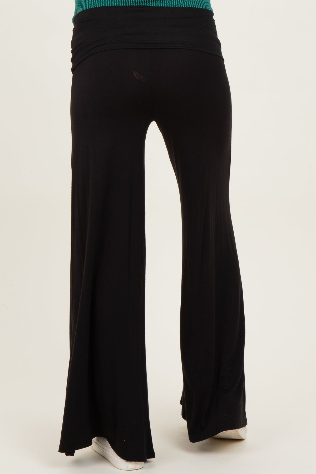 Black Fold Over Waist Maternity Wide Leg Lounge Pants