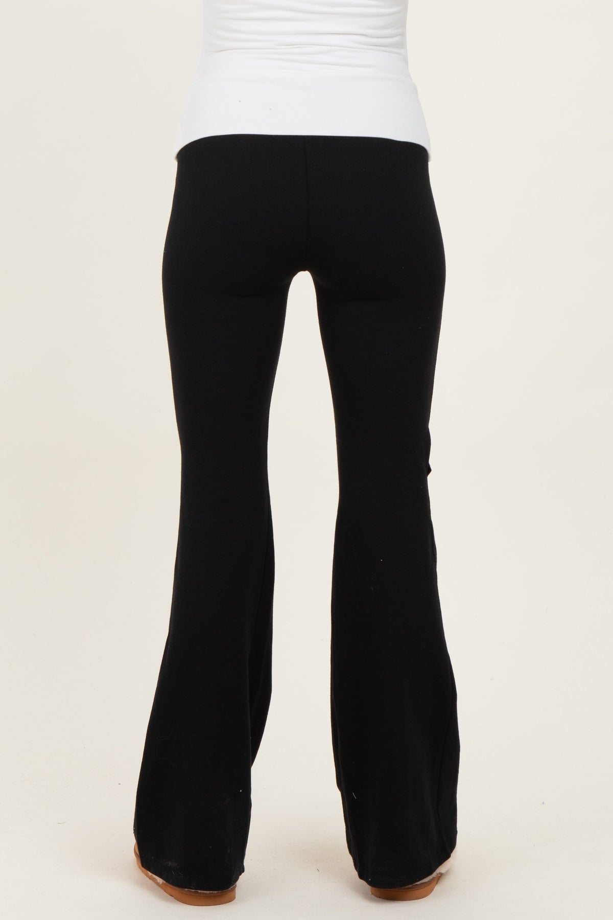 Black Contrast Waistband Flared Maternity Lounge Pants