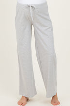 Heather Grey Striped Front Tie Maternity Lounge Pants