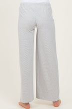 Heather Grey Striped Front Tie Maternity Lounge Pants
