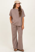 Mocha Curved Hem Tee Pants Maternity Lounge Set