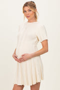 Ivory Wide Rib Knit Short Sleeve Maternity Mini Dress
