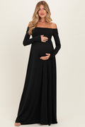 PinkBlush Black Off Shoulder Maternity Maxi Dress