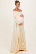PinkBlush Yellow Off Shoulder Maternity Maxi Dress