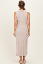 Sand Knit Collared Sleeveless Maternity Maxi Dress