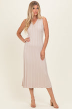 Sand Knit Collared Sleeveless Maternity Maxi Dress