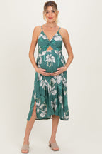 Jade Floral Twisted Front Cutout Maternity Midi Dress