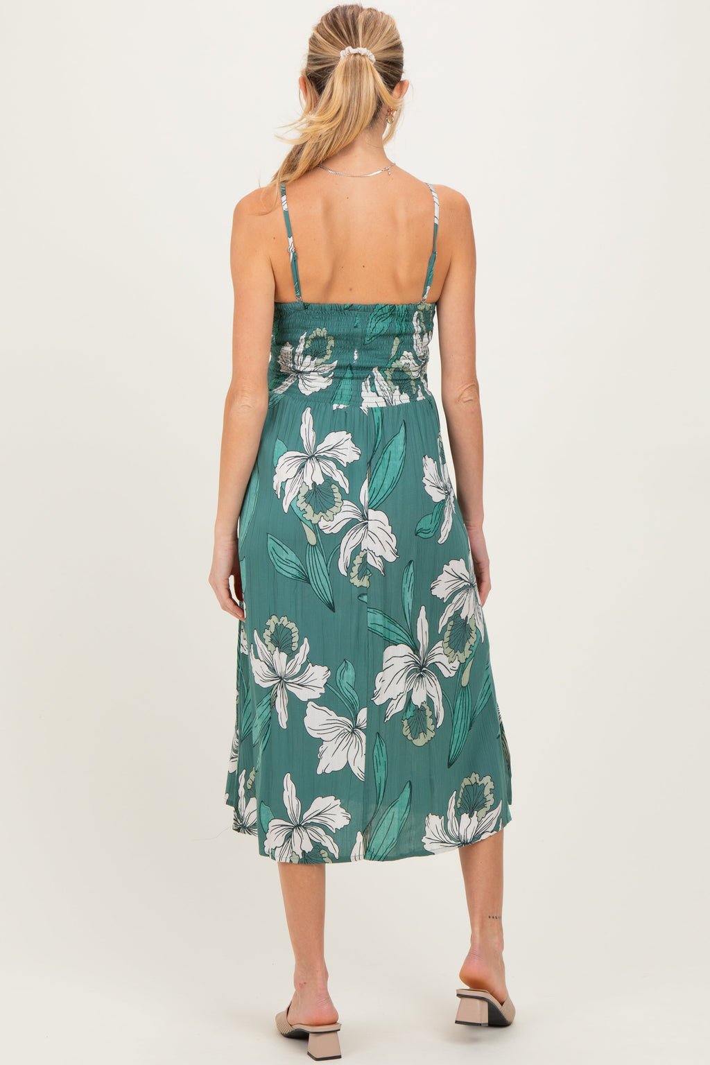 Jade Floral Twisted Front Cutout Maternity Midi Dress