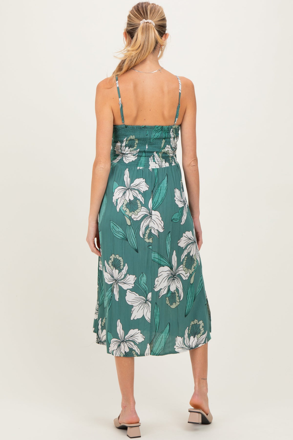 Jade Floral Twisted Front Cutout Maternity Midi Dress