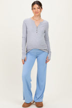 Light Blue Wide Leg Fold Over Maternity Lounge Pants