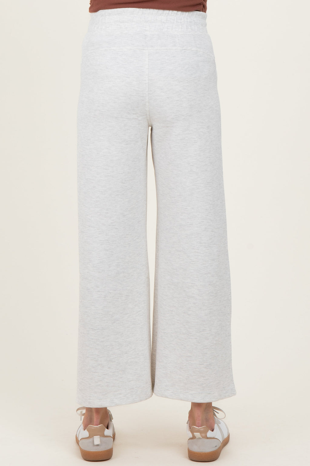 Light Heather Grey Ankle Wide Leg Maternity Lounge Pants