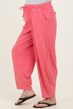 Strawberry Mineral Wash Barrel Leg Maternity Lounge Pants