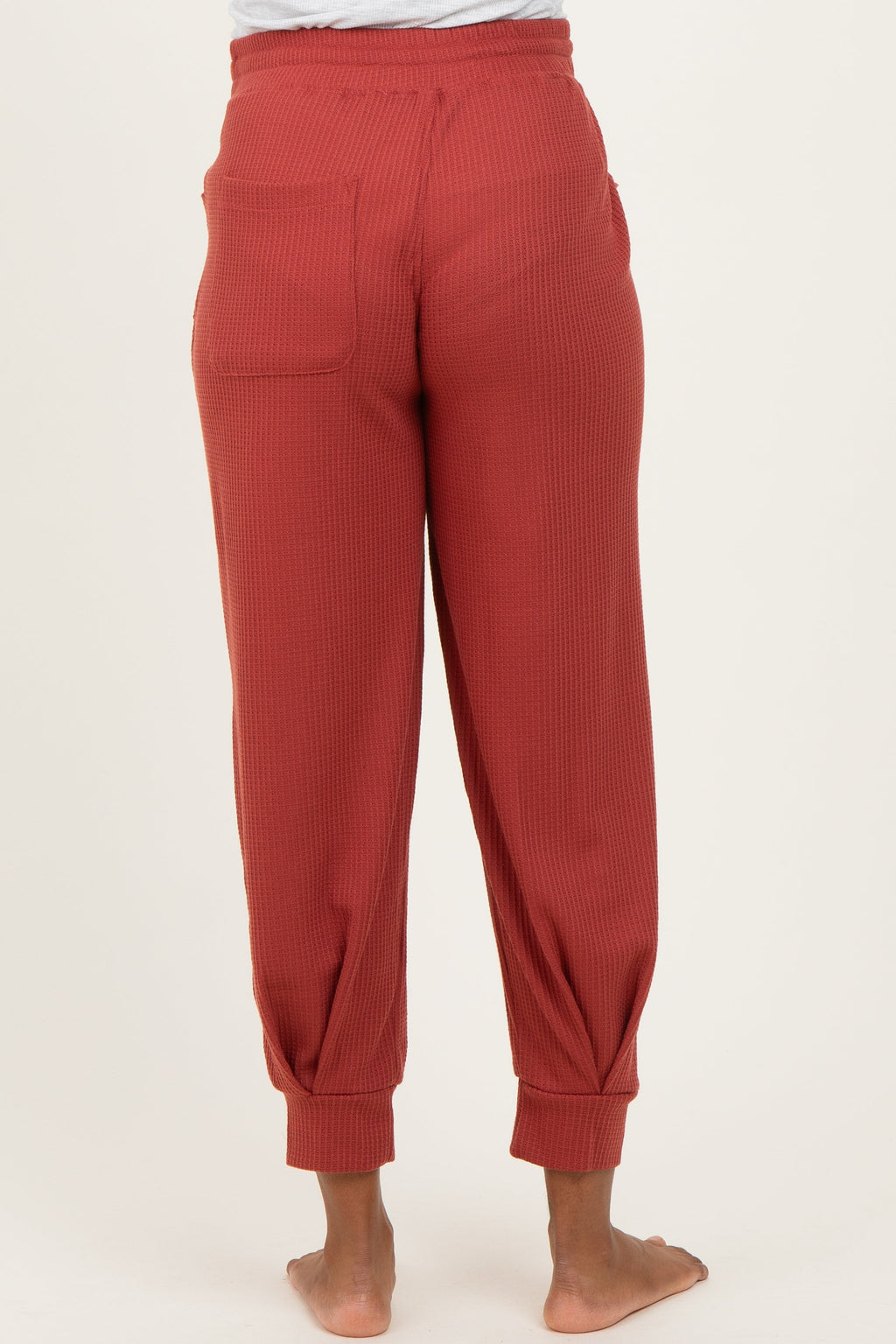 Brick Waffle Knit Raw Seam Maternity Joggers