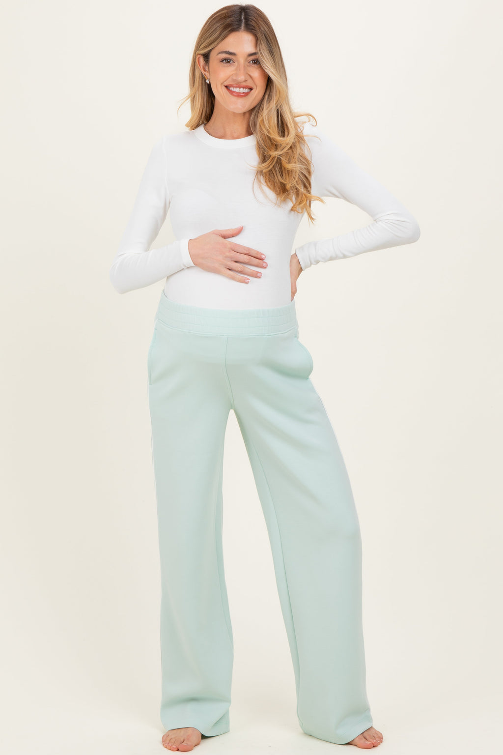 Mint Stripe Detail Maternity Lounge Pants