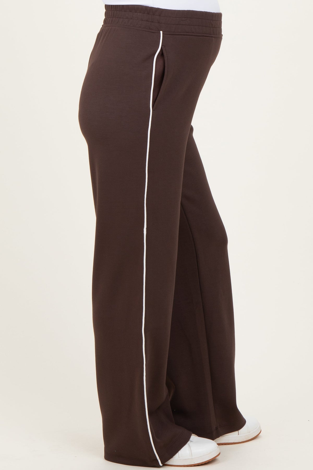 Brown Stripe Detail Maternity Lounge Pants