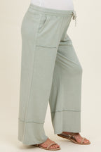 Mint Mineral Wash Wide Leg Ankle Maternity Pants