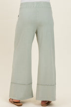 Mint Mineral Wash Wide Leg Ankle Maternity Pants