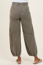 Olive Mineral Wash Terry Maternity Sweatpants