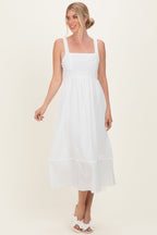 Ivory Linen Blend Sleeveless Maternity Midi Dress