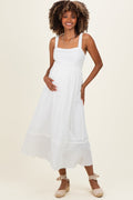 Ivory Linen Blend Sleeveless Maternity Midi Dress