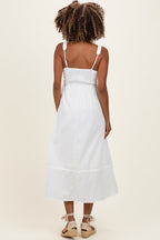 Ivory Linen Blend Sleeveless Maternity Midi Dress