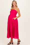 Hot Pink Striped Strapless Maternity Maxi Dress