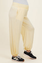 Lemon Crossover Waist Maternity Pants