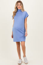 Light Blue Mock Neck Maternity Mini Dress