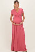 PinkBlush Mauve Draped Maternity/Nursing Maxi Dress